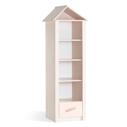 Cento Pink boekenkast kast huisje, inspiratie roze met witte meisjeskamer, lichtroze kast meisjeskamer