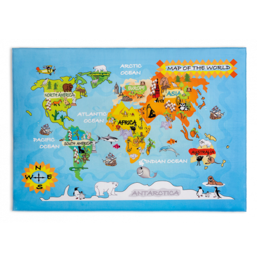 Wereldkaart vloerkleed tapijt kinderkamer, speelkleed jongenskamer, accessoires meisjeskamer